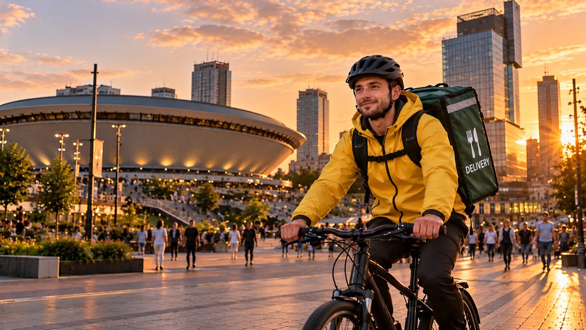 Kurier dostawy jedzenia na rowerze — Katowice